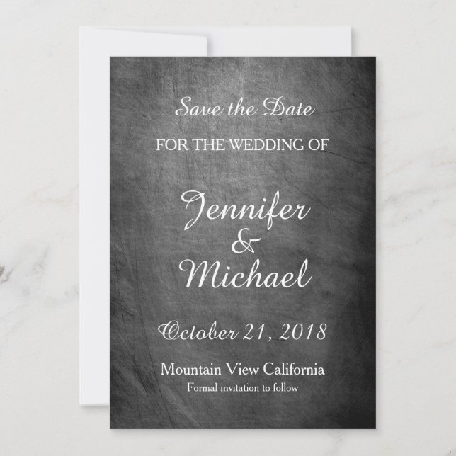 Save the Date Wedding Grey Vintage Retro (Front)