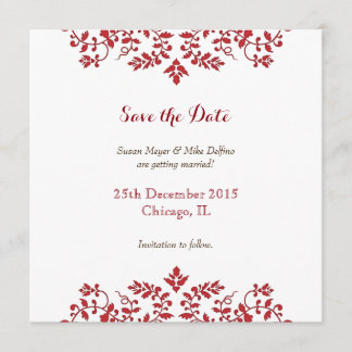 Save the date wedding invitation card damask