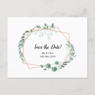 Save the date wedding invitation floral postcard