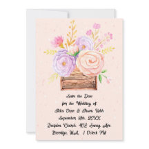 Save the Date Wedding Invitation Peach Flowers