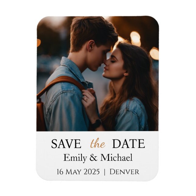 Save The Date Wedding Invitation Photo Magnet (Vertical)