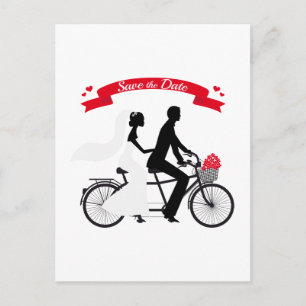 Save the date, wedding invitation tandem bicycle