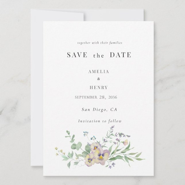 Save the Date Wedding Invitation Viola & Eucalypt (Creator Uploaded)