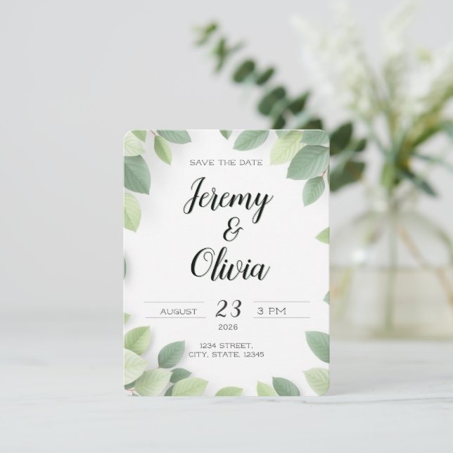 Save The Date Wedding Invite Simple  (Standing Front)