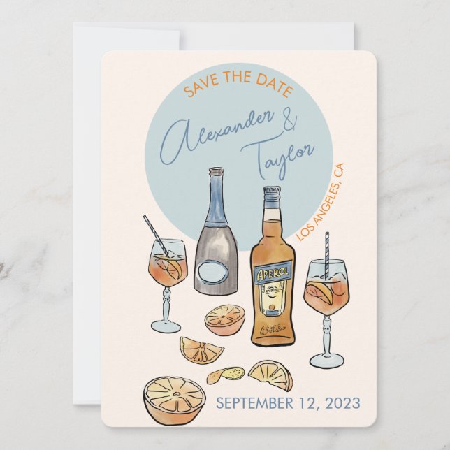Save the date Wedding Italian spritz Orange (Front)