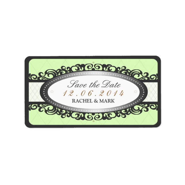 Save the Date - Wedding Label Vintage - Mint Green (Front)