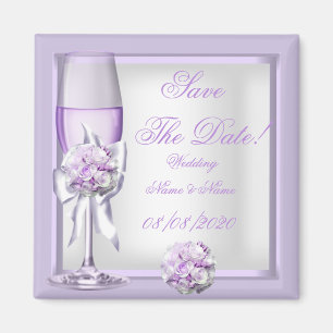 Save The Date Wedding Lavender Purple Lilac 3 Magnet