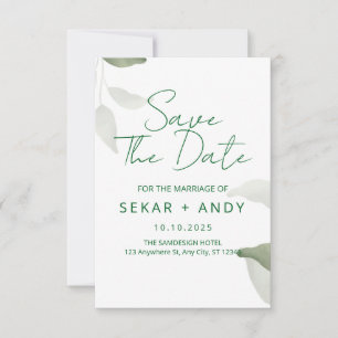 save the date wedding leaf