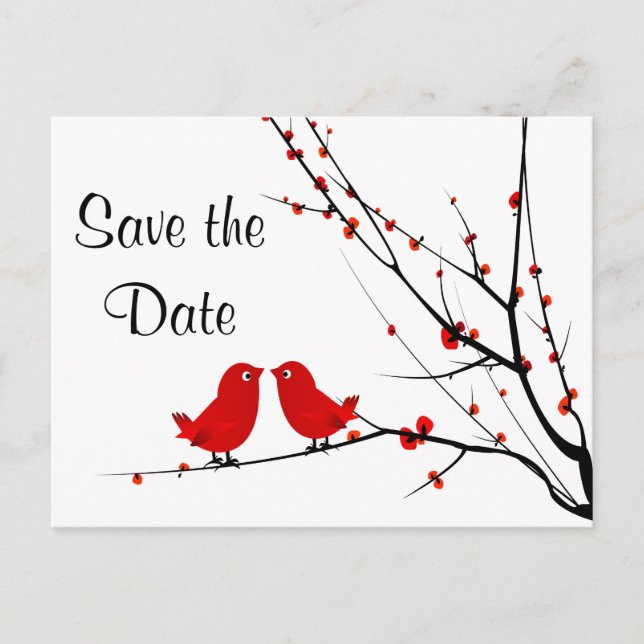 Save the Date Wedding Love Birds Photo Post Card (Front)