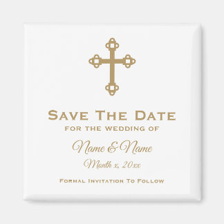Save The Date Wedding Magnet : Religious Cross