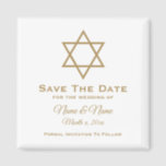 Save The Date Wedding Magnet : Star of David<br><div class="desc">Star of David personalised Save the Date wedding magnet in white with gold lettering.  Text is fully customisable.  Background colour can be changed.  Designed by Heard_.</div>