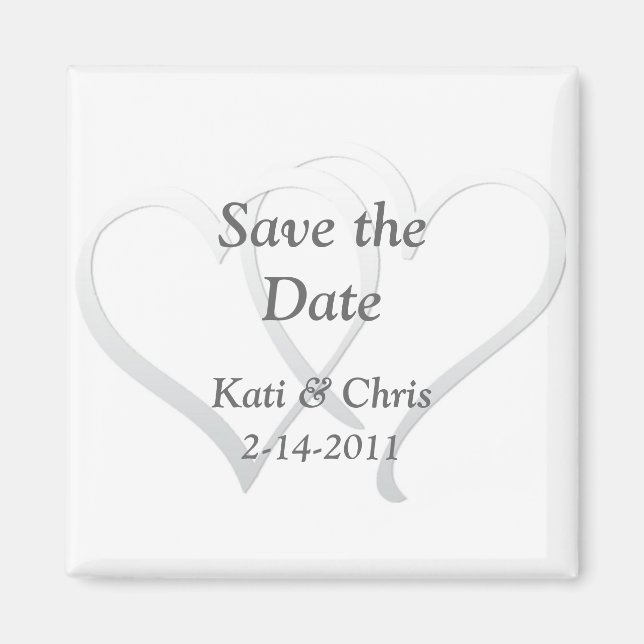 Save the date Wedding magnets two hearts (Front)