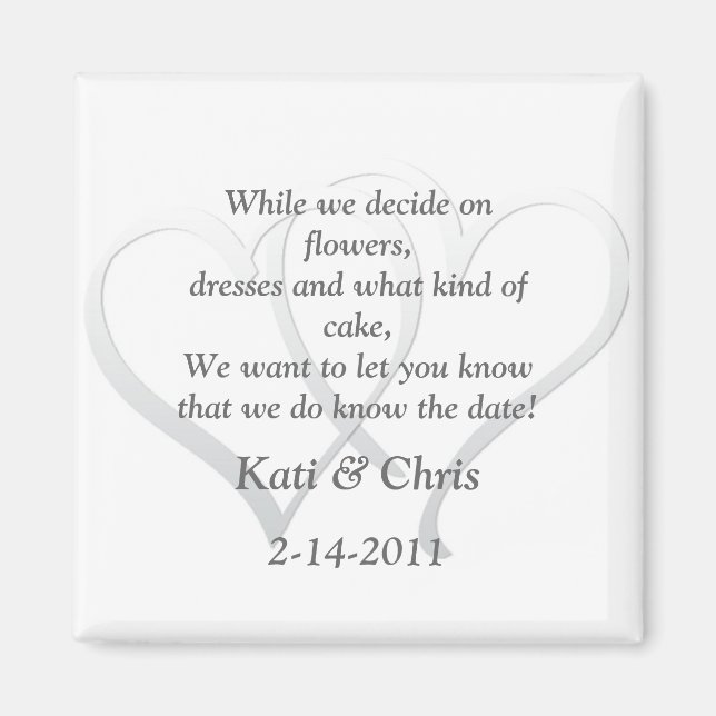 Save the date Wedding magnets two hearts poem (Front)