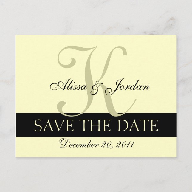 Save the Date Wedding Monogram Announcement Card (Front)