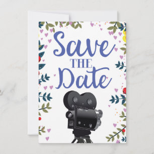 Save The Date Wedding Movie Camera Invitation