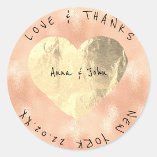 Save The Date Wedding Name Sepia Gold Copper Peach Classic Round Sticker