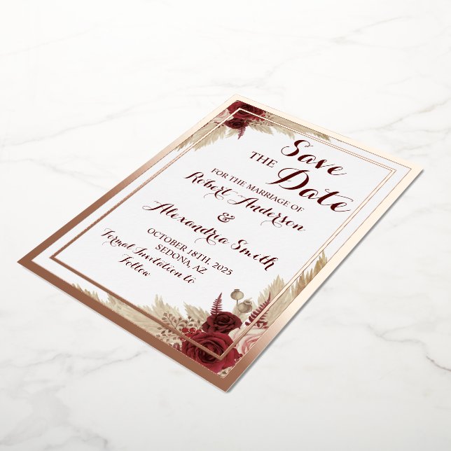 Save the Date Wedding Pampas Grass Rose Gold (Rotated)