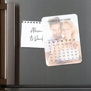 Save the Date Wedding Photo Calendar Simple Magnet