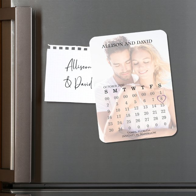 Save the Date Wedding Photo Calendar Simple Magnet (Wedding save the date photo magnet. )