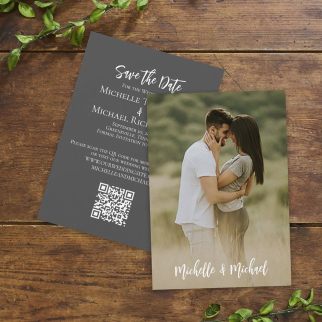 Save the Date Wedding Photo Simple Elegant QR Code (Creator Uploaded)