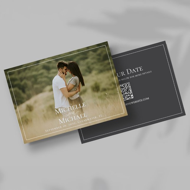 Save the Date Wedding Photo Template (Elegant save the date photo card template. )