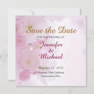Save the Date Wedding Pink Flowers Matte Elegant