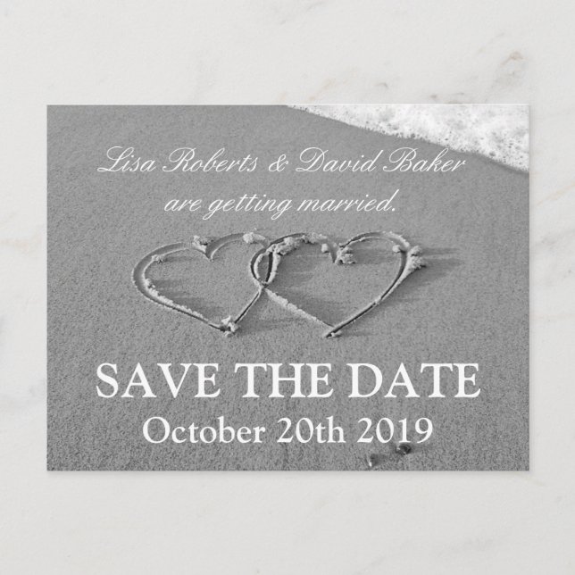 Save the date wedding postcard | Beach theme (Front)