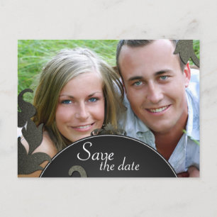 Save the Date Wedding Postcard Floral Damask