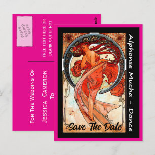 Save The Date Wedding Postcard - Mucha
