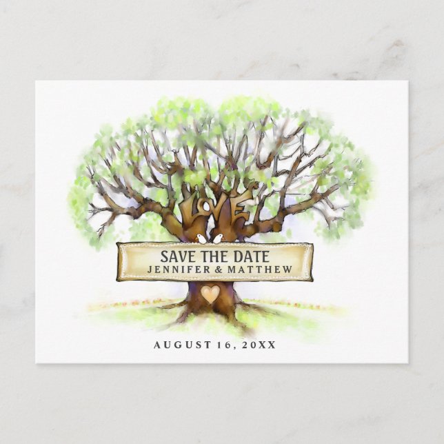 Save the Date Wedding Postcard - The Love Tree (Front)