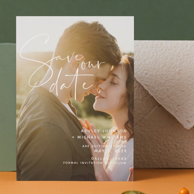 Save The Date Wedding QR Code Script 2 Photo (Save the Date for our wedding!  #LoveBegins)