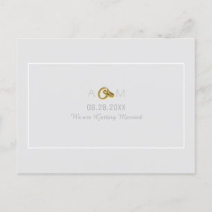 save-the-date . wedding rings getting married announcement postcard