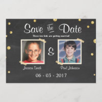 Save the date Wedding Rustic Chalkboard Gold Black