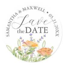 Save The Date Wedding Stickers Wildflowers