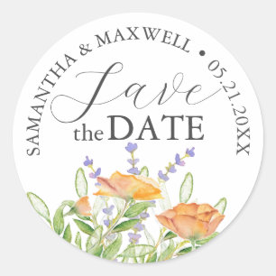 Save The Date Wedding Stickers Wildflowers