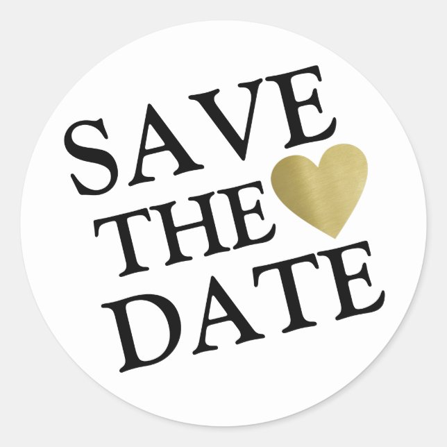 save the date wedding stylish  classic round stick sticker (Front)