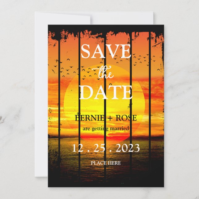 SAVE THE DATE WEDDING SUNSET INVITATION (Front)