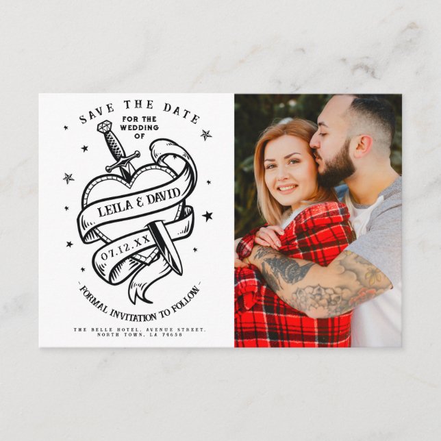 Save The Date Wedding Traditional Tarot Heart Enclosure Card (Front)