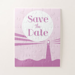 Save The Date Wedding Vintage Lighthouse Jigsaw Puzzle