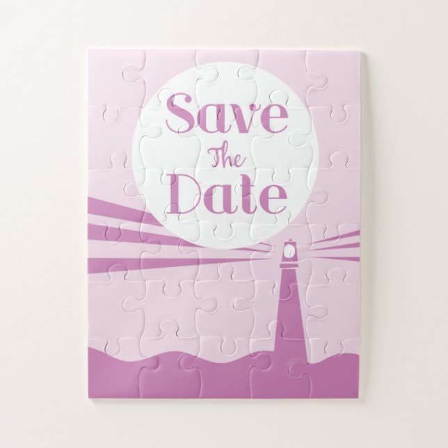Save The Date Wedding Vintage Lighthouse Jigsaw Puzzle (Vertical)