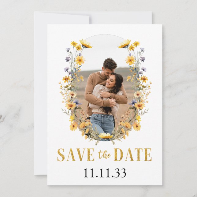 Save the Date Wedding wildflower custom photo  (Front)