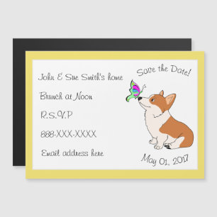 Save the Date Welsh Corgi Magnetic Invitation