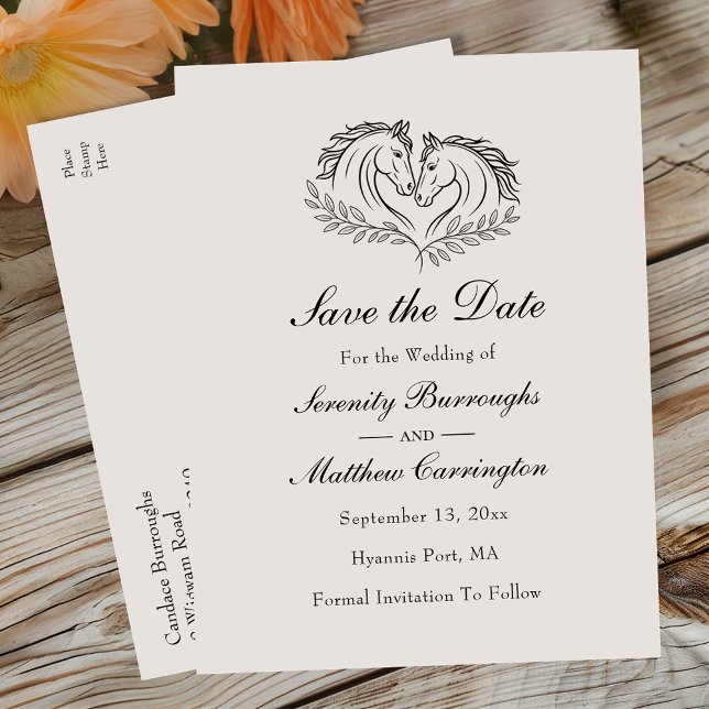 Save the Date Western Horse Rustic Country Wedding Announcement Postcard (Creator Uploaded)