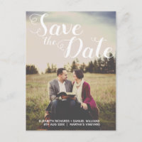 Save The Date Whimsical White Script Photo Overlay