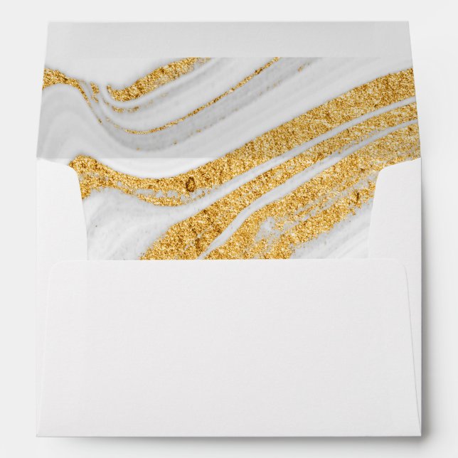 Save The Date| White and Gold Marble Envelope (Back (Bottom))