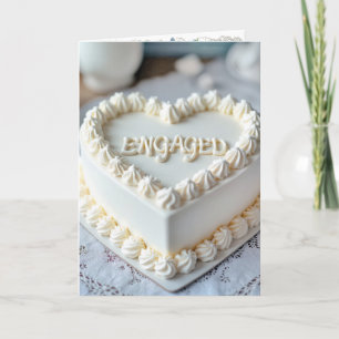 Save The Date White Heart-shaped Cake Card
