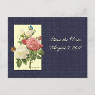 Save the Date White Red Roses Postcard
