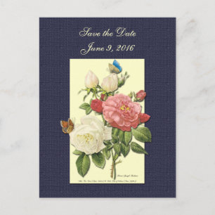 Save the Date White Red Roses Postcard