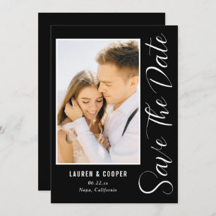 Save The Date White Stylish Script Modern Wedding