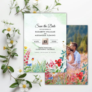 Save the Date. Wild Meadow | Wildflowers Photocard Date